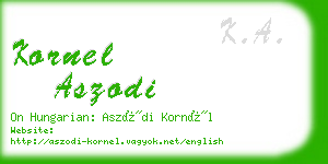 kornel aszodi business card